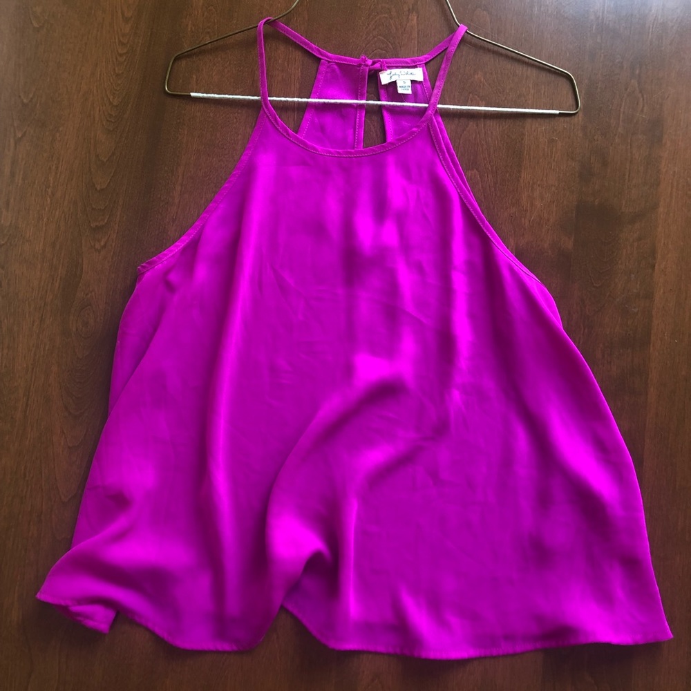 Pink High Neck Tank Top